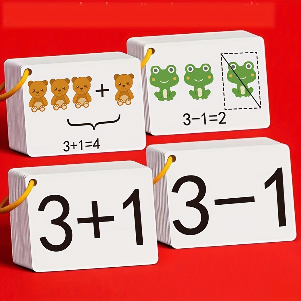 Educational Flash Card - 132 kaarten met optel- en aftrekproblemen,