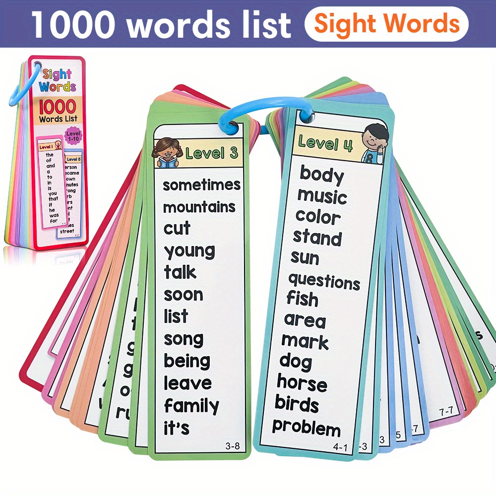 Educational Flash Card - 1000 zichtwoorden Flash-kaarten voor kinderen van