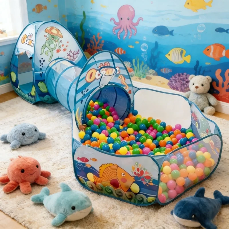 Kids Yard Toys - Draagbare 3-in-1 kinderspeelset tent ballenbak kruip