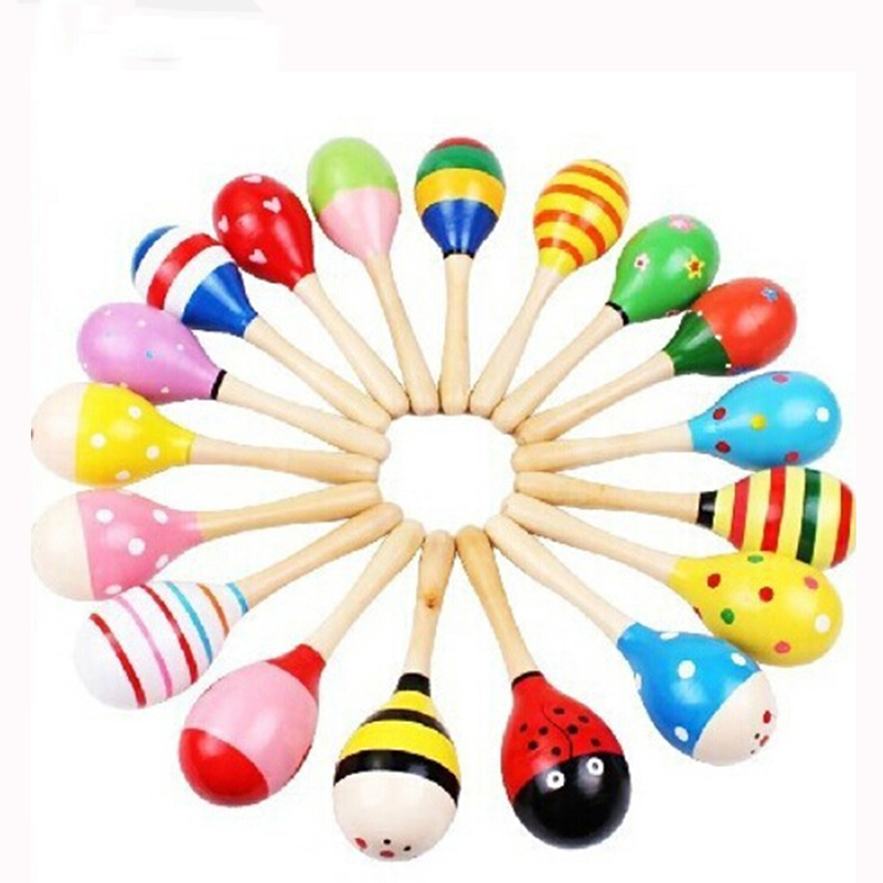 Kids Toys New Born - 2 Stuks Kleurrijke Houten Kleine Rammelaars